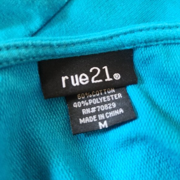 Oversized Blue Short Sleeve Keyhole Open Back Sweatshirt Top Size M - Picture 7 of 7